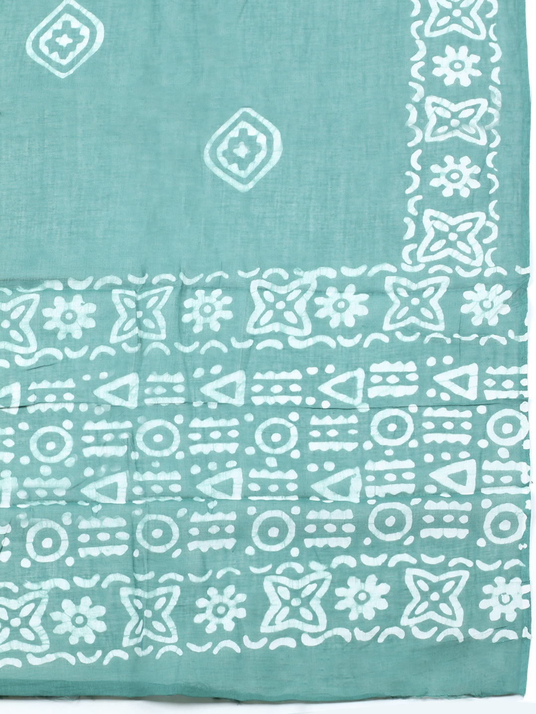 Printed Cotton Blend Unstitched Suit With Pant &amp; Dupatta