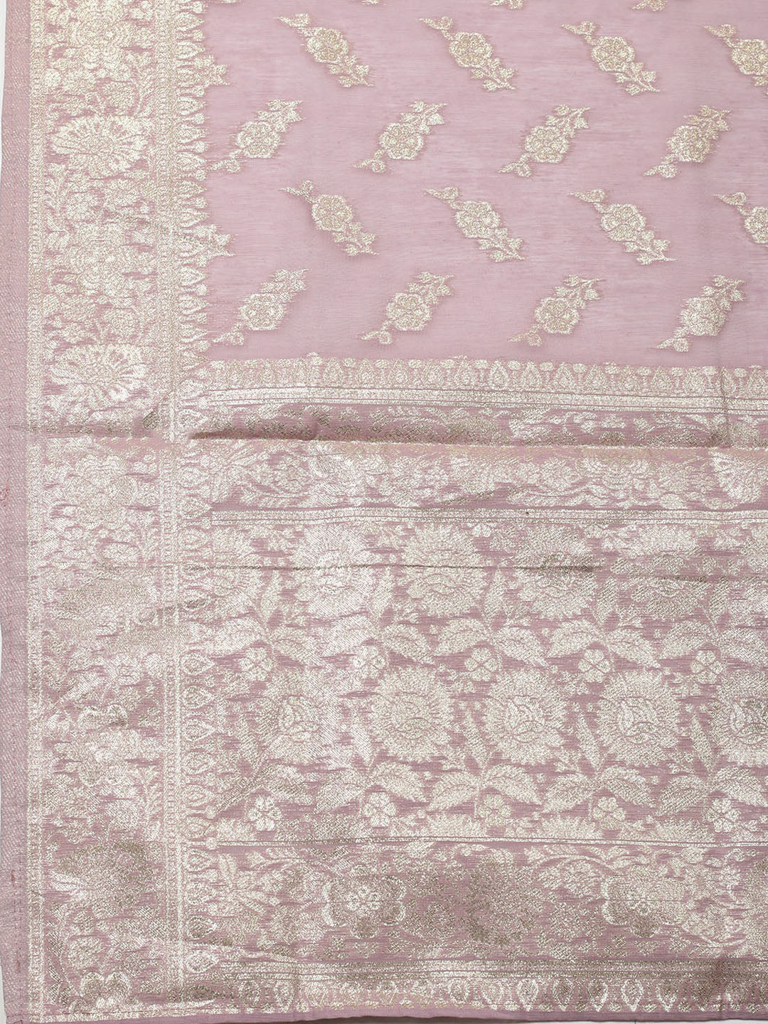 Embroidered Chanderi Unstitched Suit With Dupatta