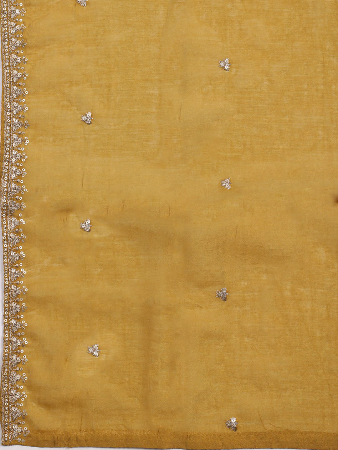 Neck Embroidered Chanderi Unstitched Suit With Dupatta