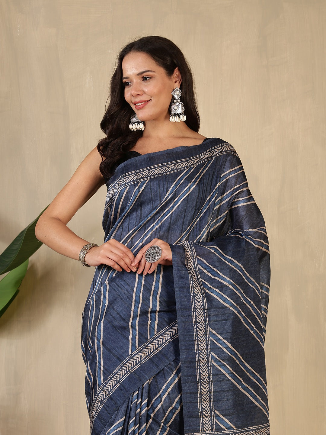 Printed Tussar Silk Saree