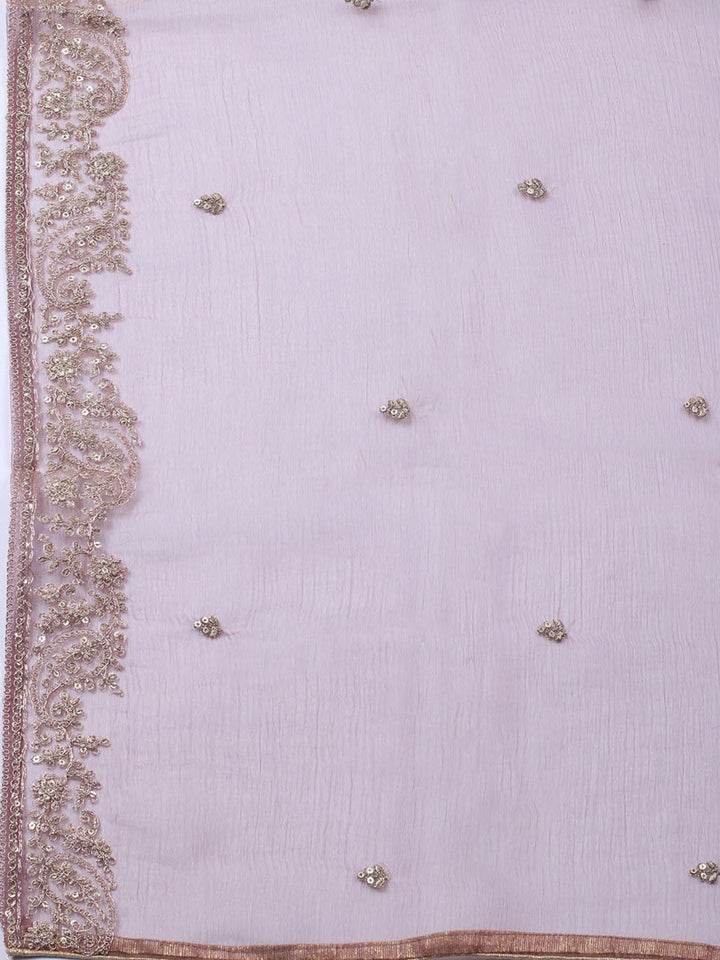 Embroidered Tissue Unstitched Suit With Pant &amp; Dupatta