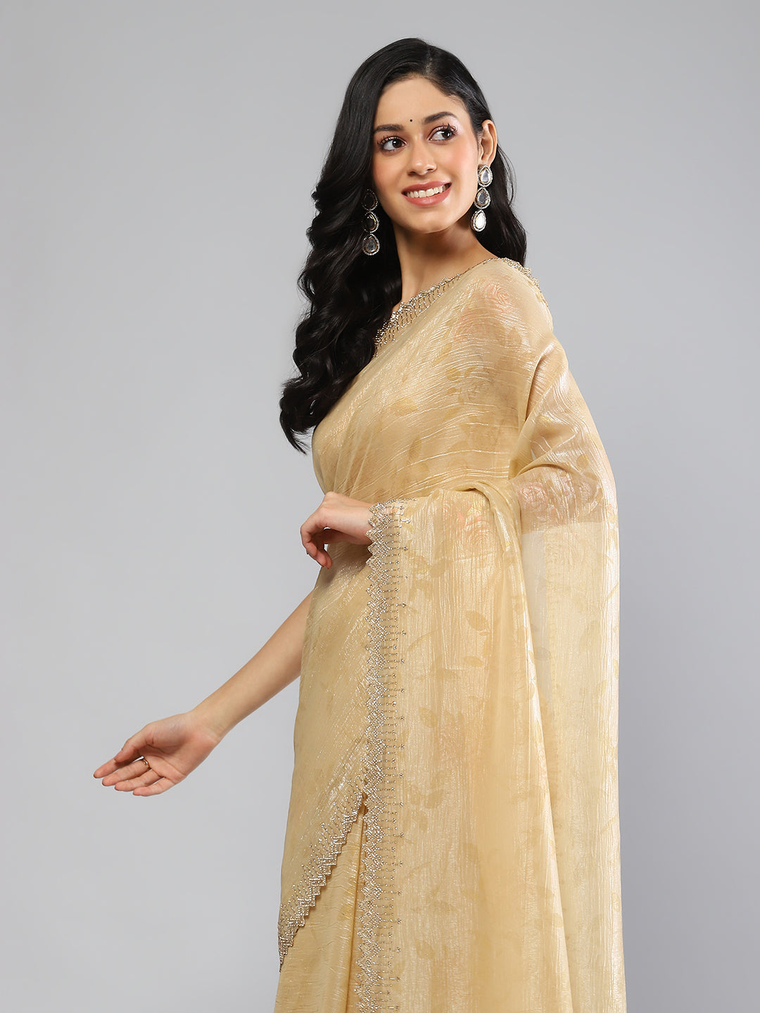 Swarovski Border Art-Chiffon Printed Saree