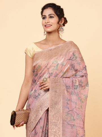 Digital Floral Printed Chanderi Saree