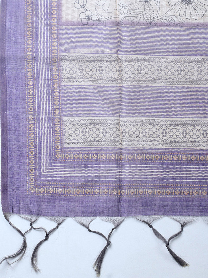 Embroidered Chanderi Unstitched Suit With Pant &amp; Dupatta