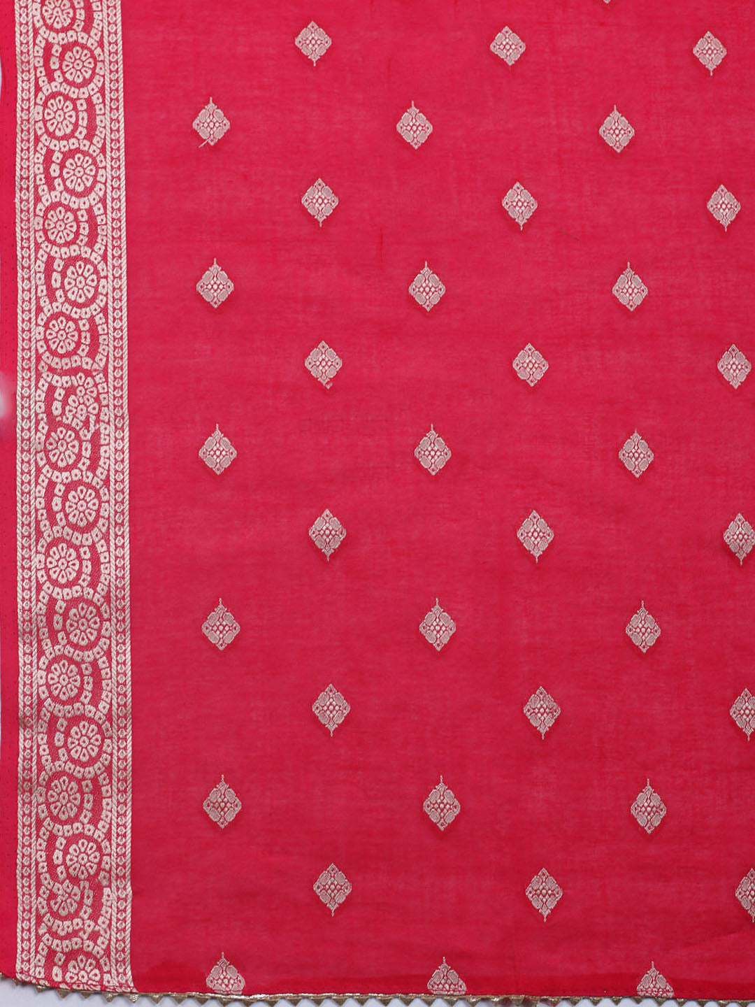Neck Embroidered Chanderi Unstitched Suit With Dupatta