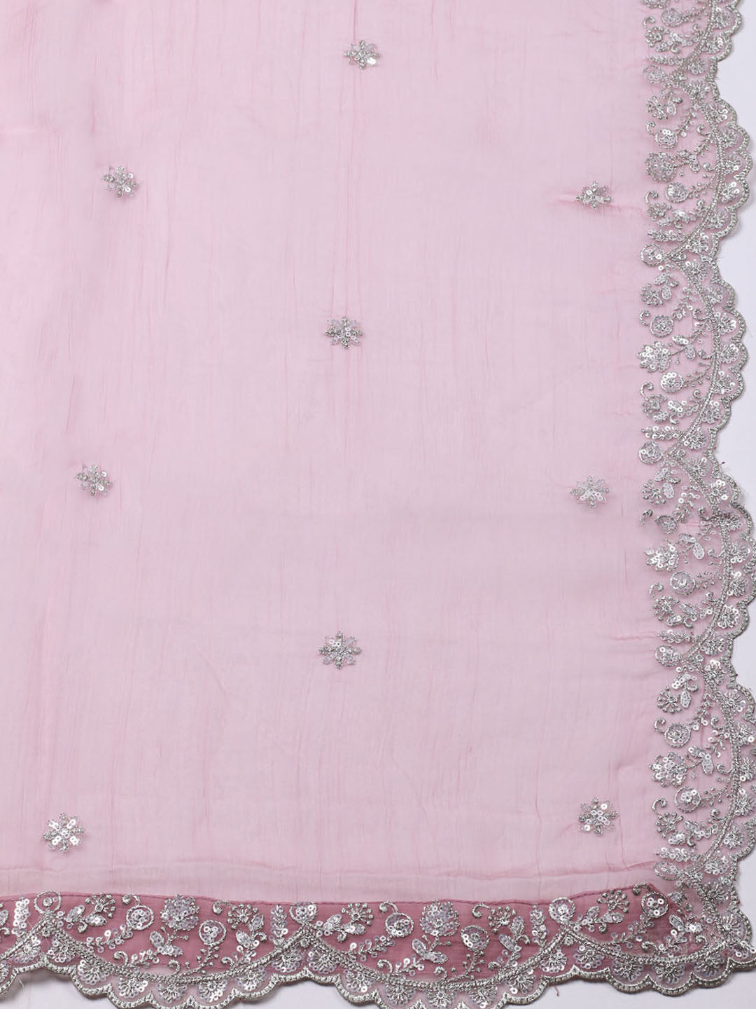 Embroidered Organza Unstitched Suit With Pant &amp; Dupatta