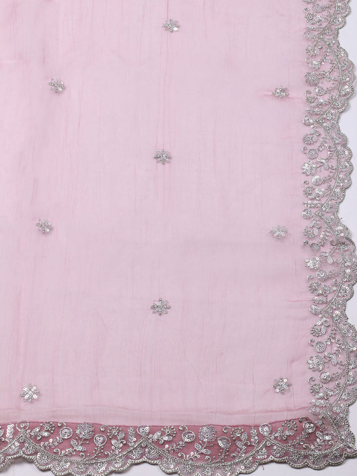 Embroidered Organza Unstitched Suit With Pant &amp; Dupatta