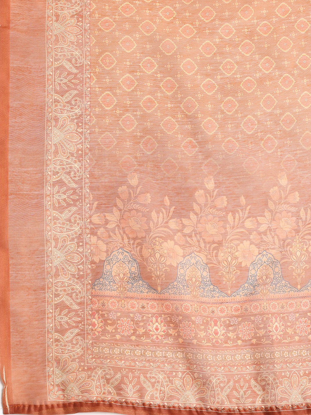 Printed Booti Chanderi Unstitched Suit With Dupatta