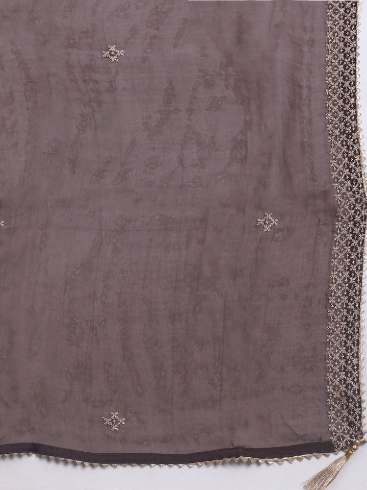 Embroidered Chanderi Unstitched Suit With Dupatta