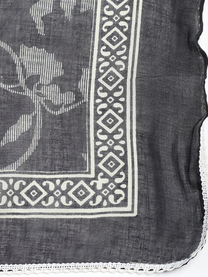 Printed Cotton Blend Unstitched Suit With Dupatta