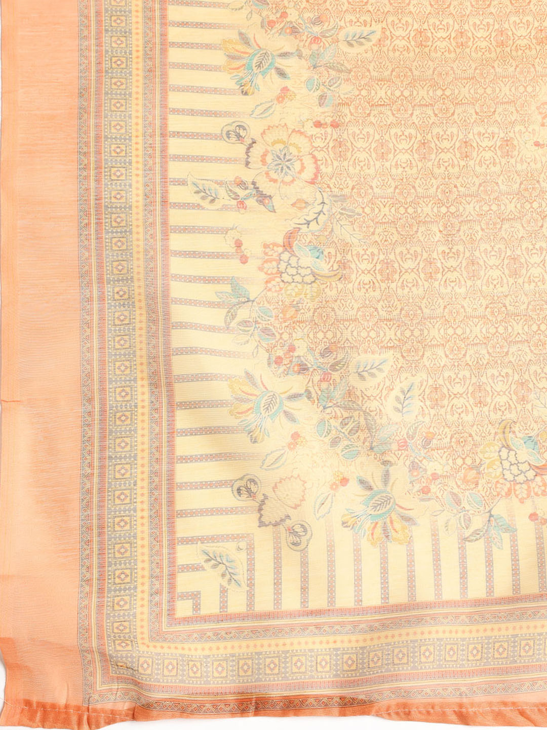 Printed Booti Chanderi Unstitched Suit With Dupatta