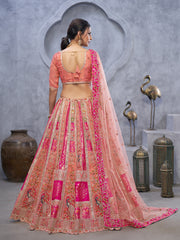 Resham Embroidery Tissue Choli With Lehenga & Dupatta