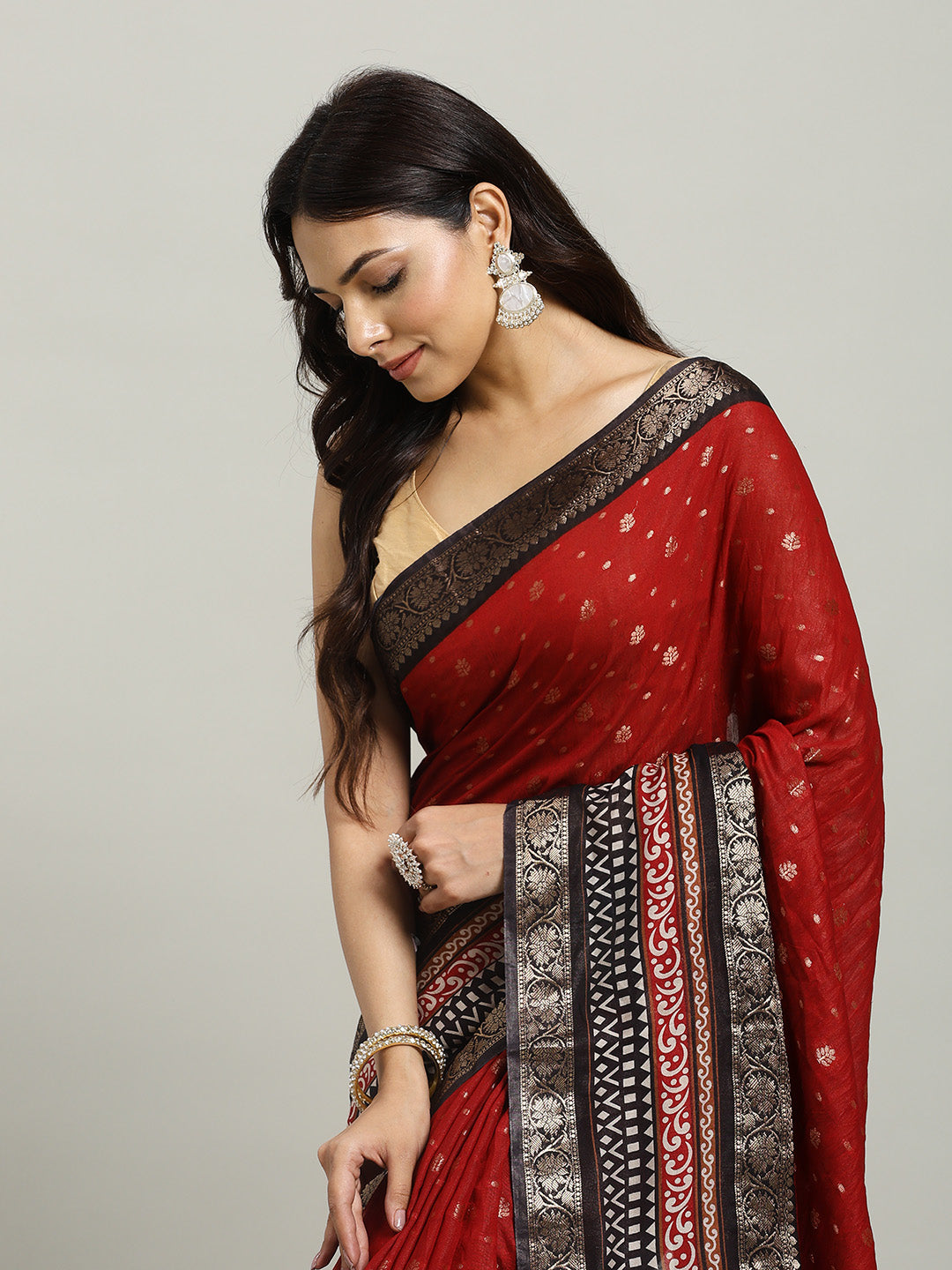 Digital Printed Cotton Blend Woven Saree