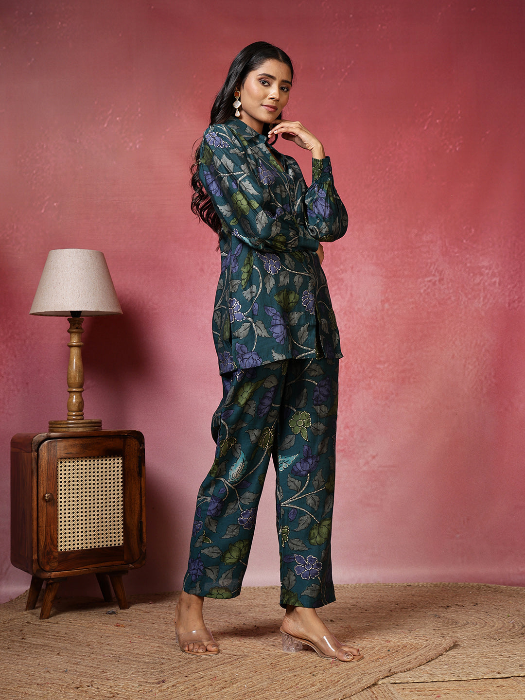 Printed Cotton Blend Kurta With Pants