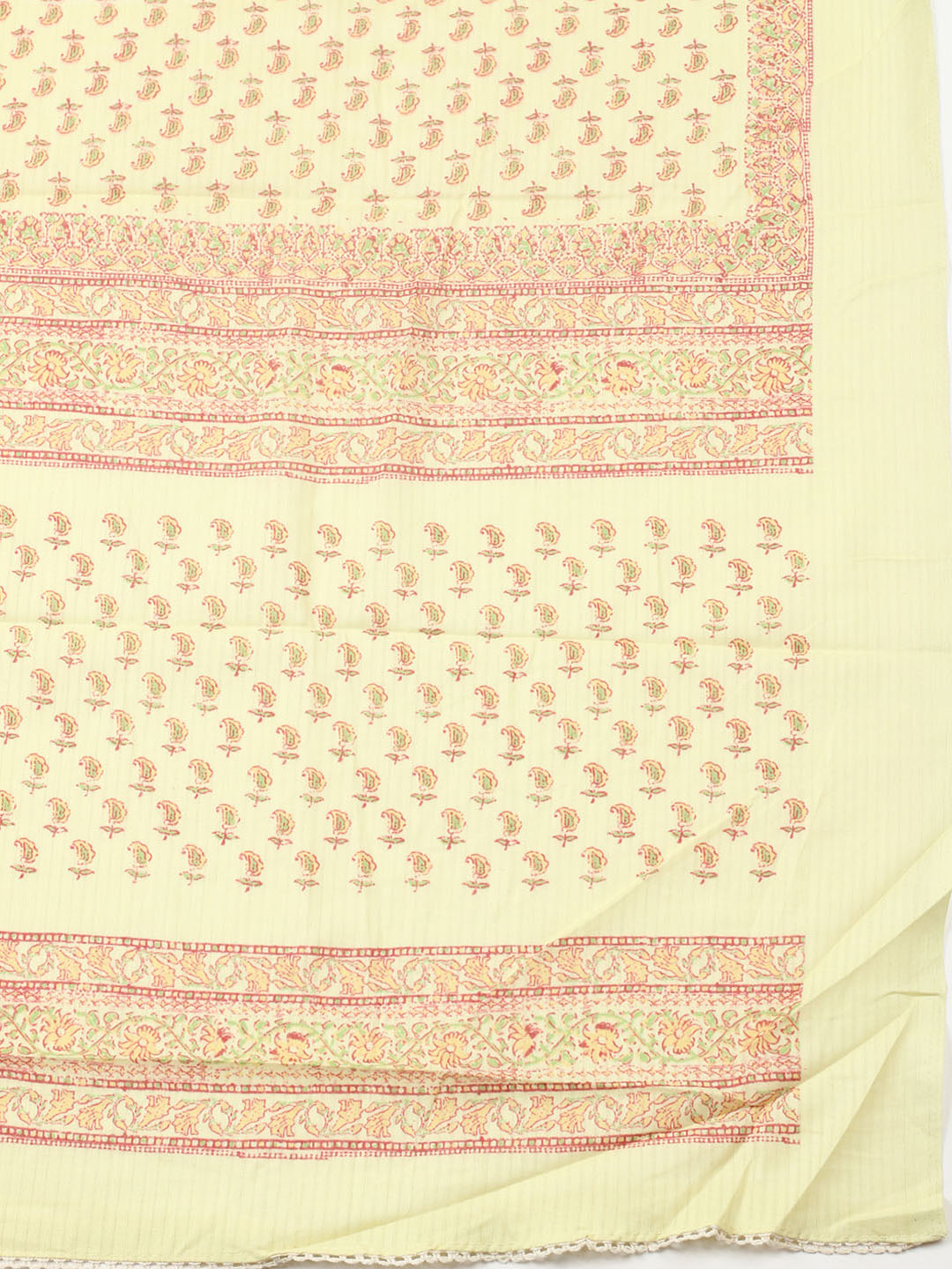 Printed Cotton Blend Unstitched Suit With Pant &amp; Dupatta