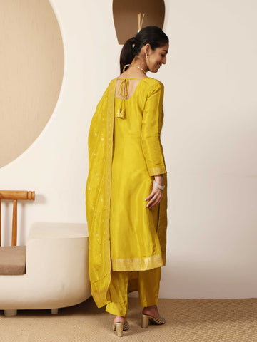 Woven Chanderi Unstitched Suit With Dupatta