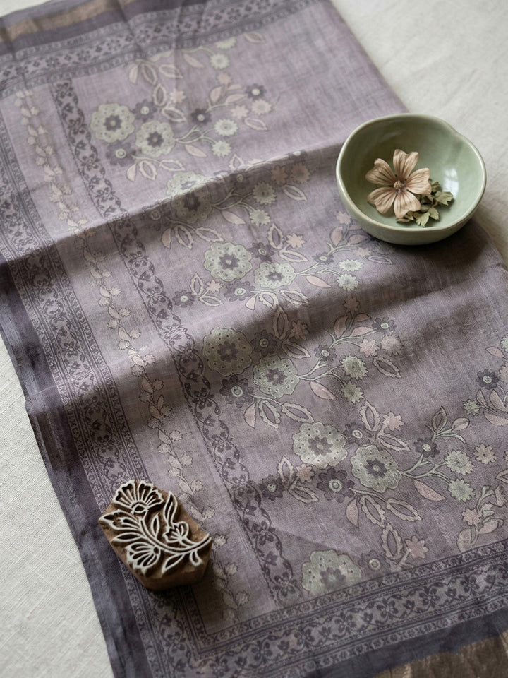 Embroidered Linen Blend Unstitched Suit With Pant &amp; Dupatta