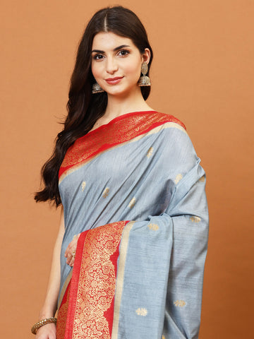 Zari Border Booti Handloom Woven Saree