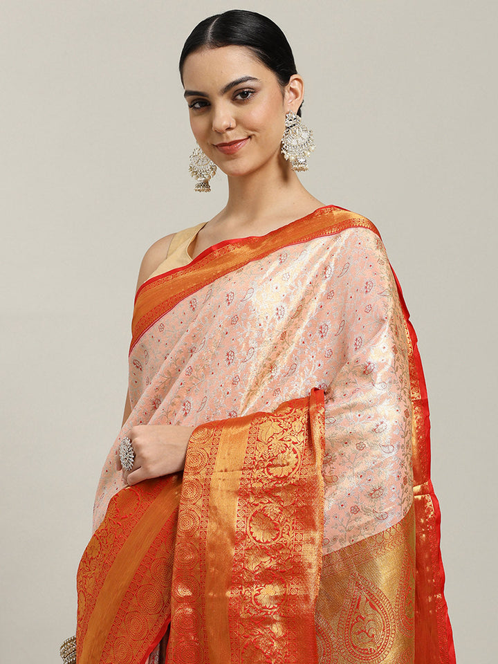 Woven Brodcade Zari Jaal Art Silk Saree