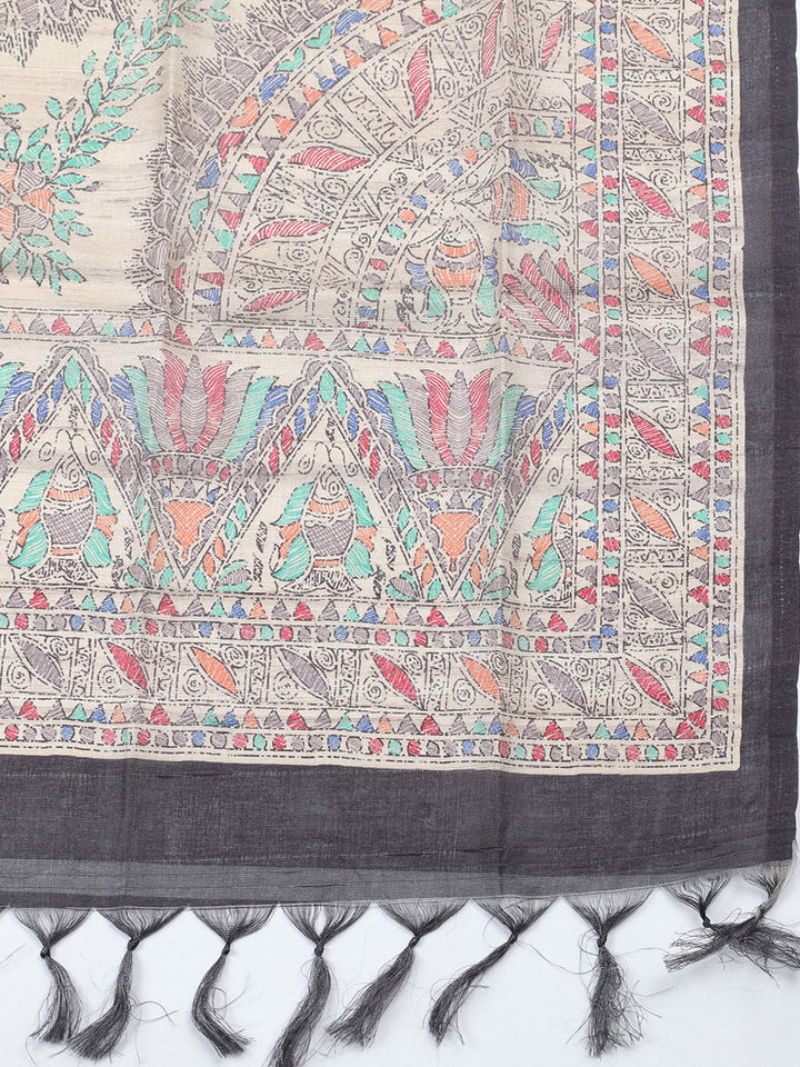 Embroidered Cotton Blend Unstitched Suit With Pant &amp; Dupatta