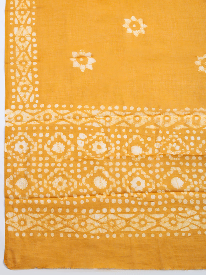 Printed Cotton Blend Unstitched Suit With Pant &amp; Dupatta