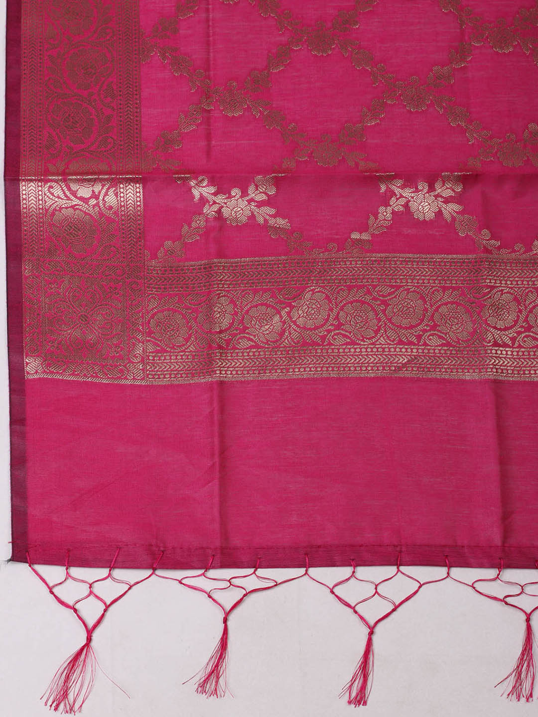 Woven Design Chanderi Unstitched Suit With Pant &amp; Dupatta