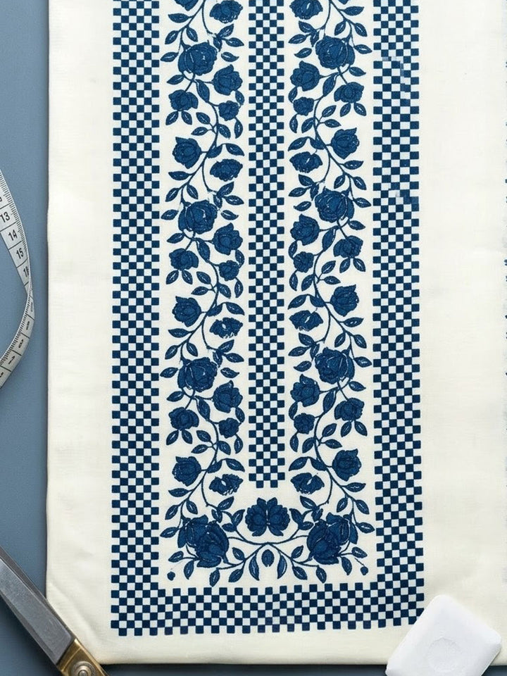 Embroidered Cotton Blend Unstitched Suit With Pant &amp; Dupatta