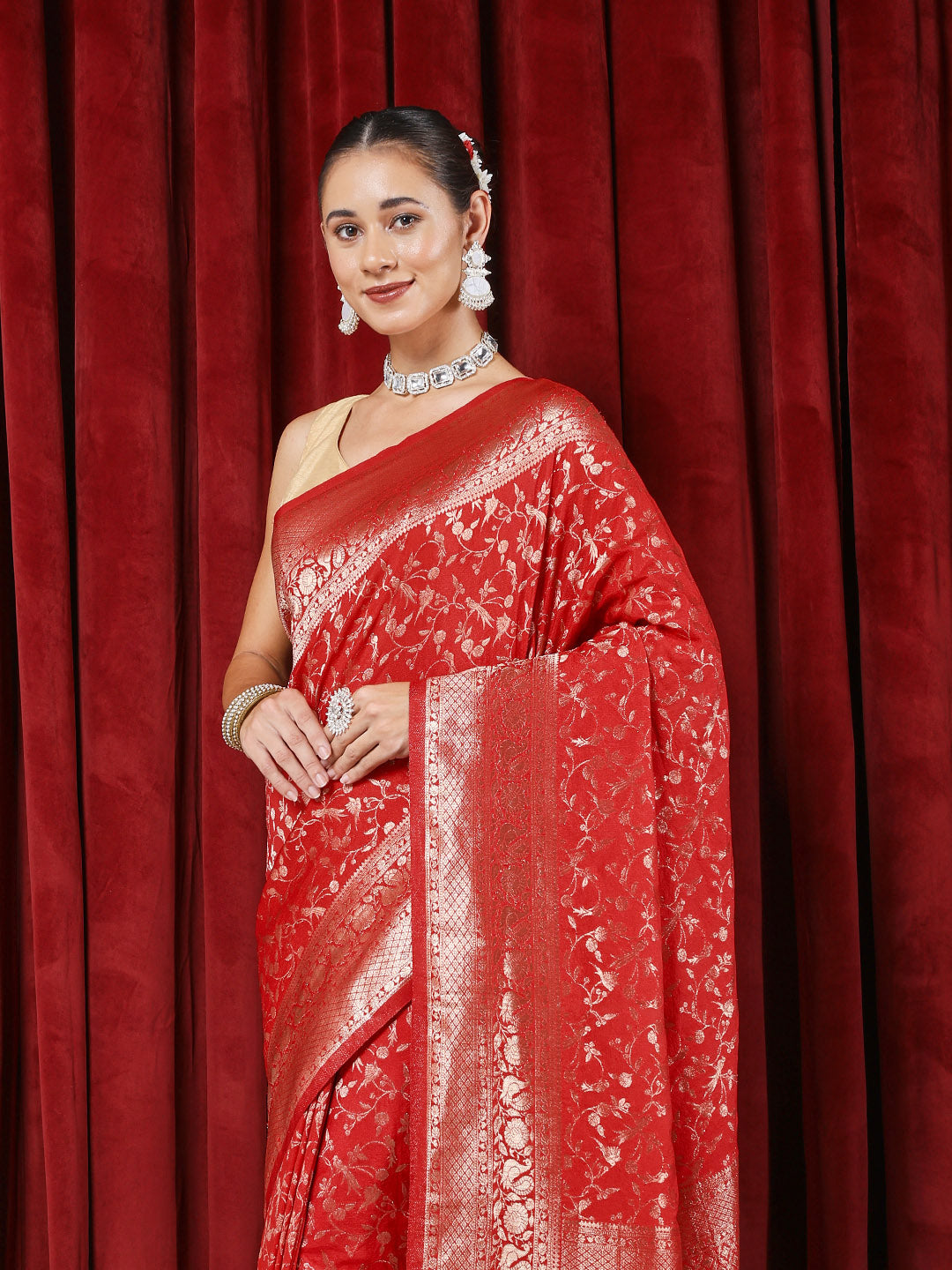 Zaari Jaal Crepe Saree