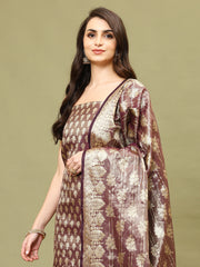 Woven Chanderi Unstitched Suit With Dupatta