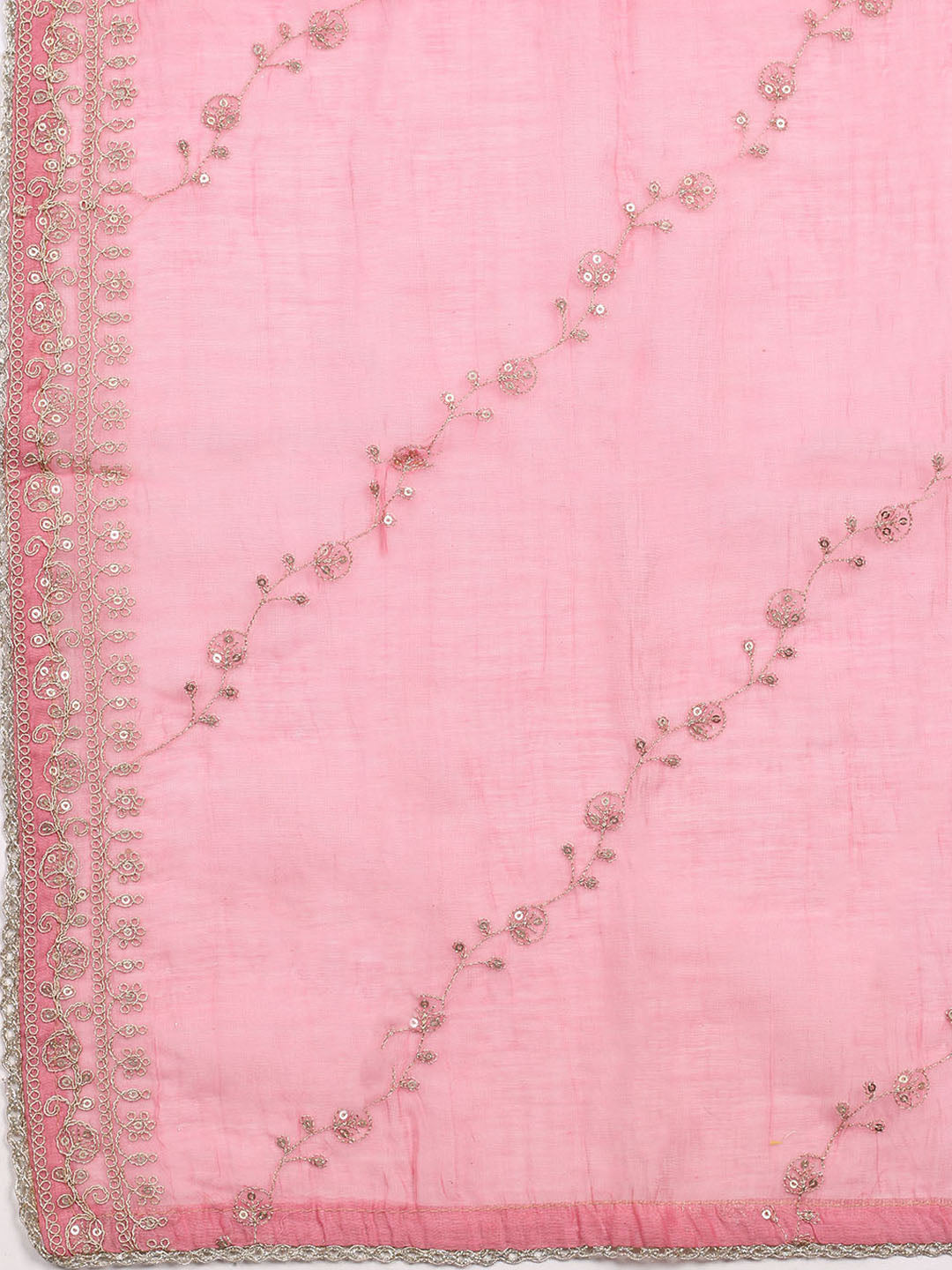 Neck Embroidered Chanderi Unstitched Suit With Dupatta