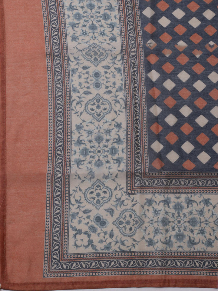 Printed Chanderi Unstitched Suit With Dupatta