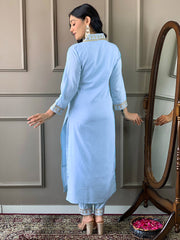 Resham Zari Embroidered Handloom  Kurta With Pant & Dupatta