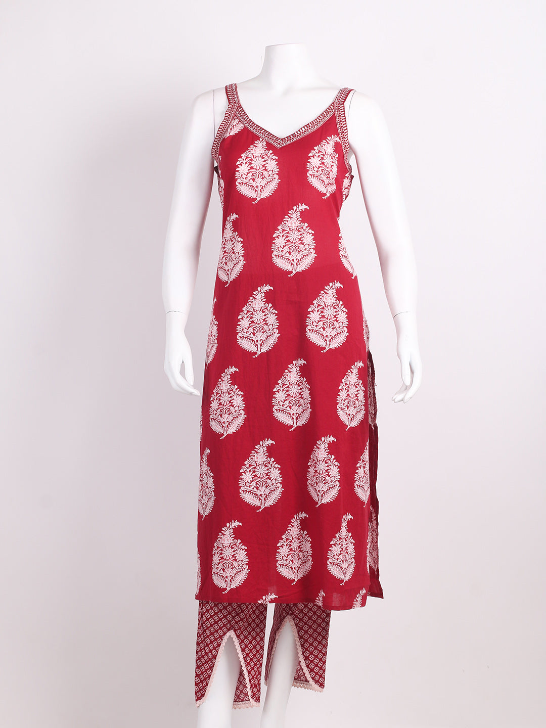 Printed Cotton Kurta With Pants &amp; Dupatta