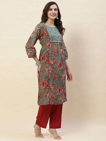 Printed Cotton Kurta With Pants