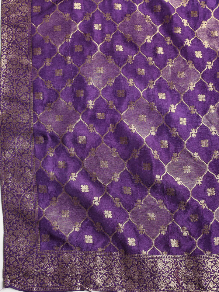Embroidered Chanderi Unstitched Suit With Dupatta