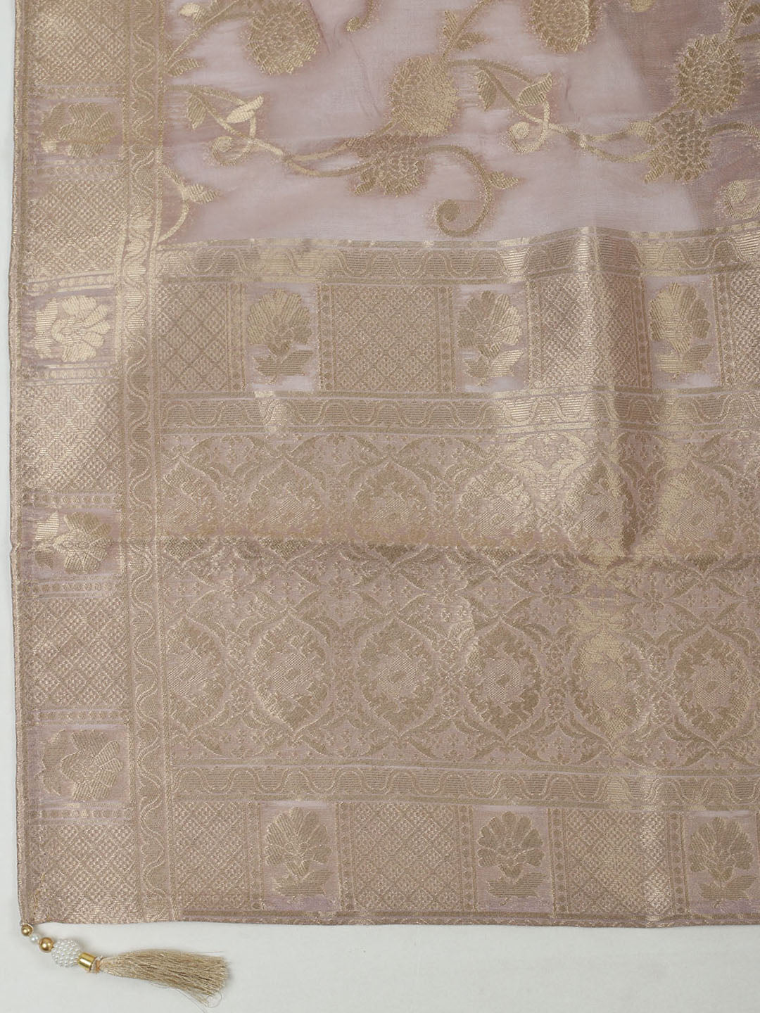 Neck Patti Printed Chanderi Unstitched Suit With Dupatta