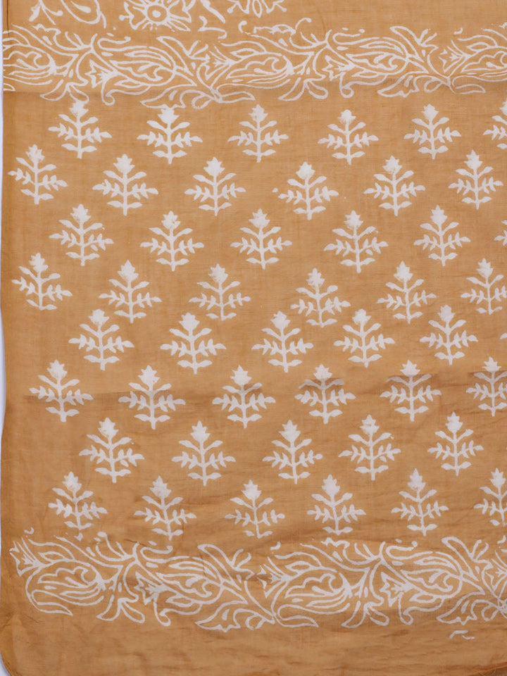 Printed Cotton Blend Unstitched Kurta With Pant &amp; Dupatta