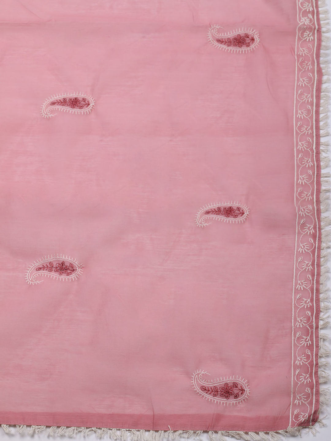Embroidered Cotton Blend Unstitched Suit With Pant &amp; Dupatta