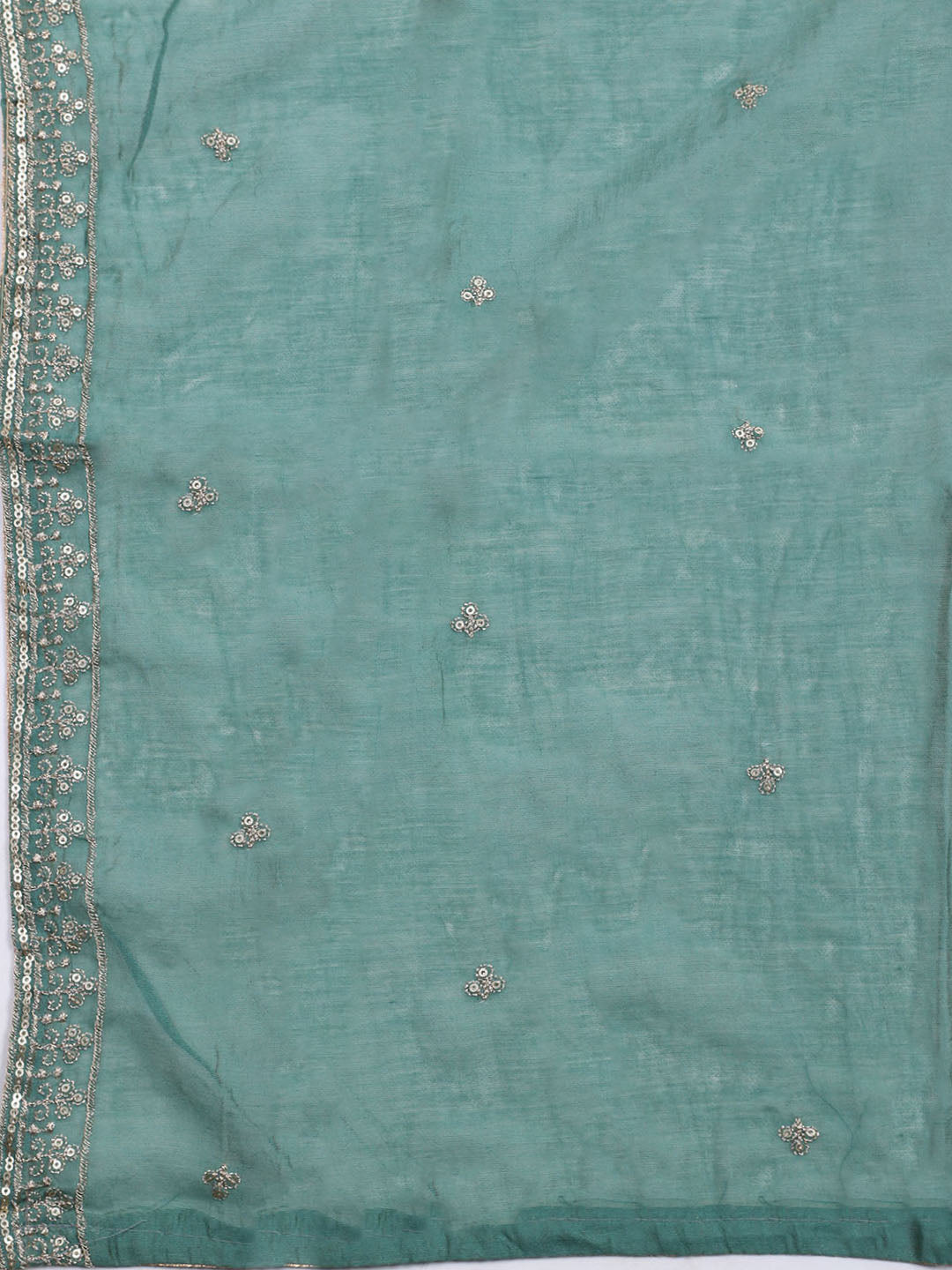 Neck Embroidered Chanderi Unstitched Suit With Dupatta