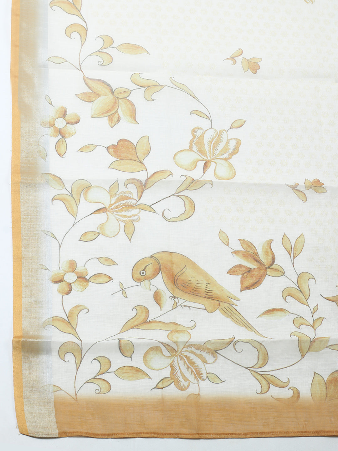 Printed Linen Blend Unstitched Suit With Pant &amp; Dupatta