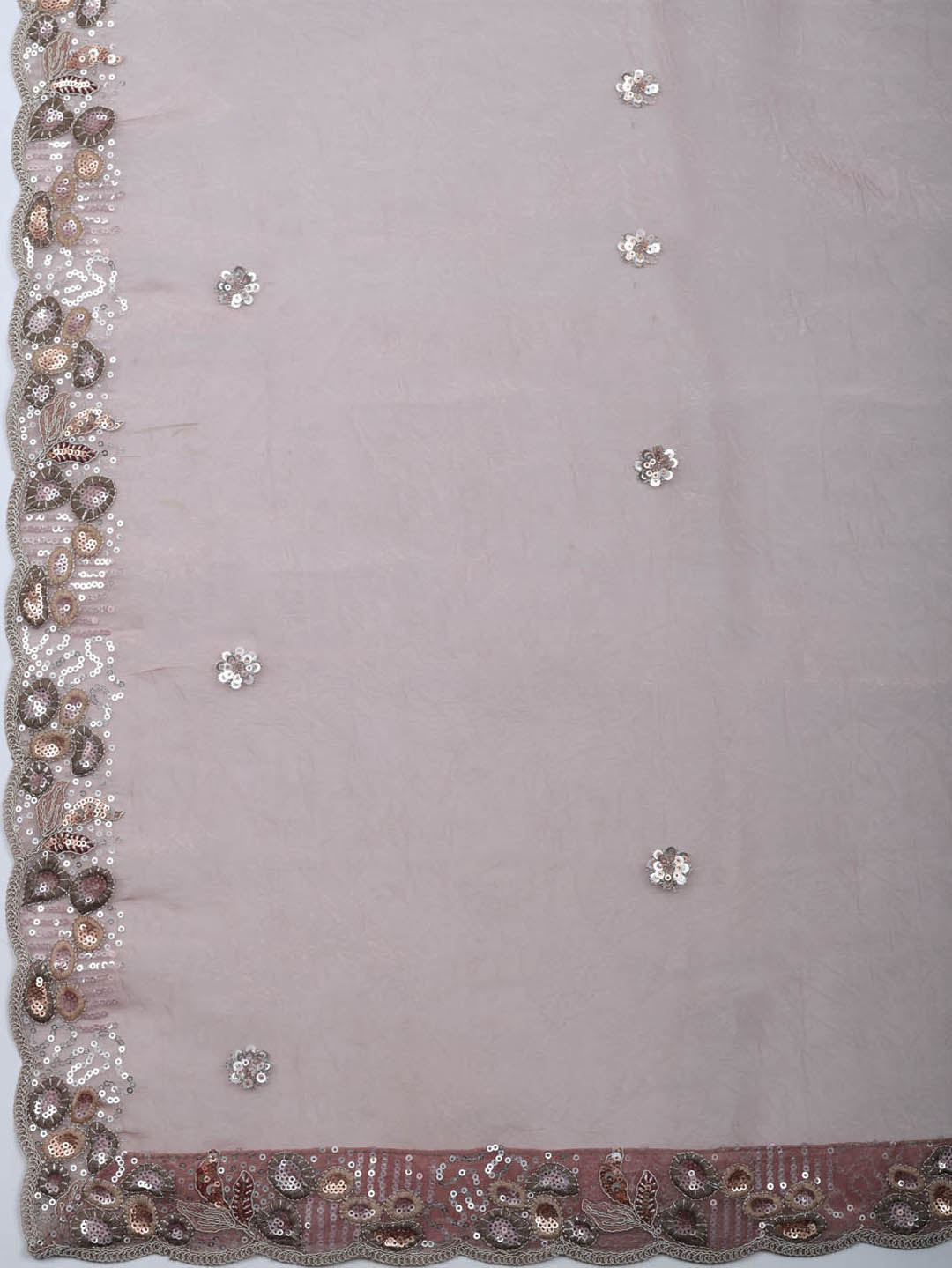 Embroidered Organza Unstitched Suit With Pant &amp; Dupatta