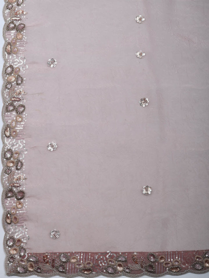 Embroidered Organza Unstitched Suit With Pant &amp; Dupatta