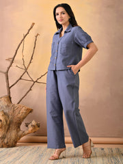 Plain Cotton Blend Shirt With Pant