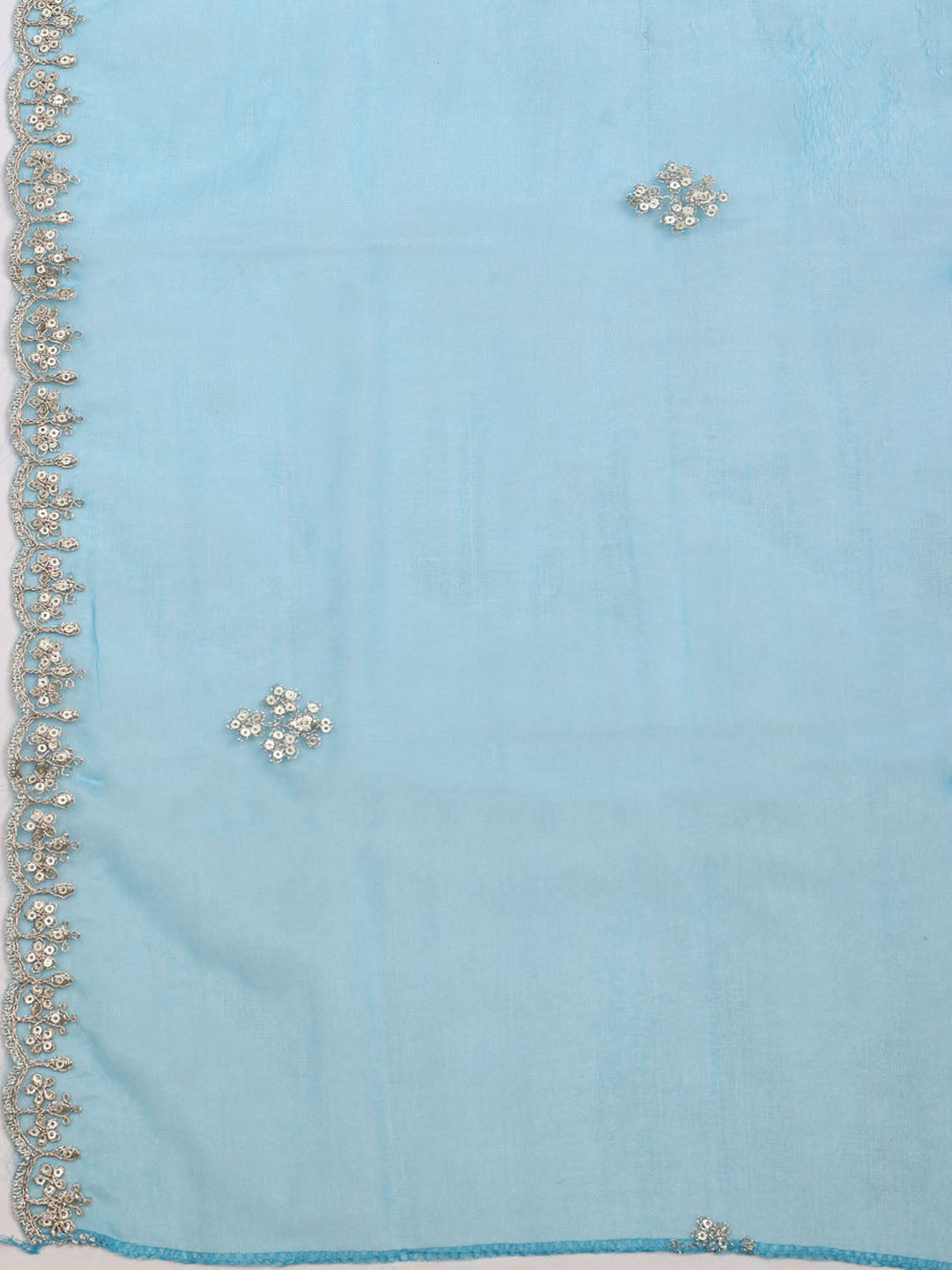 Neck Embroidered &amp; Printed Organza Unstitched Suit With Dupatta