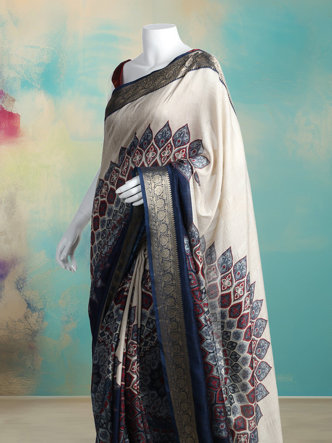 Printed Tussar Saree