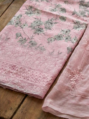 Embroidered Cotton Blend Unstitched Suit With Pant & Dupatta