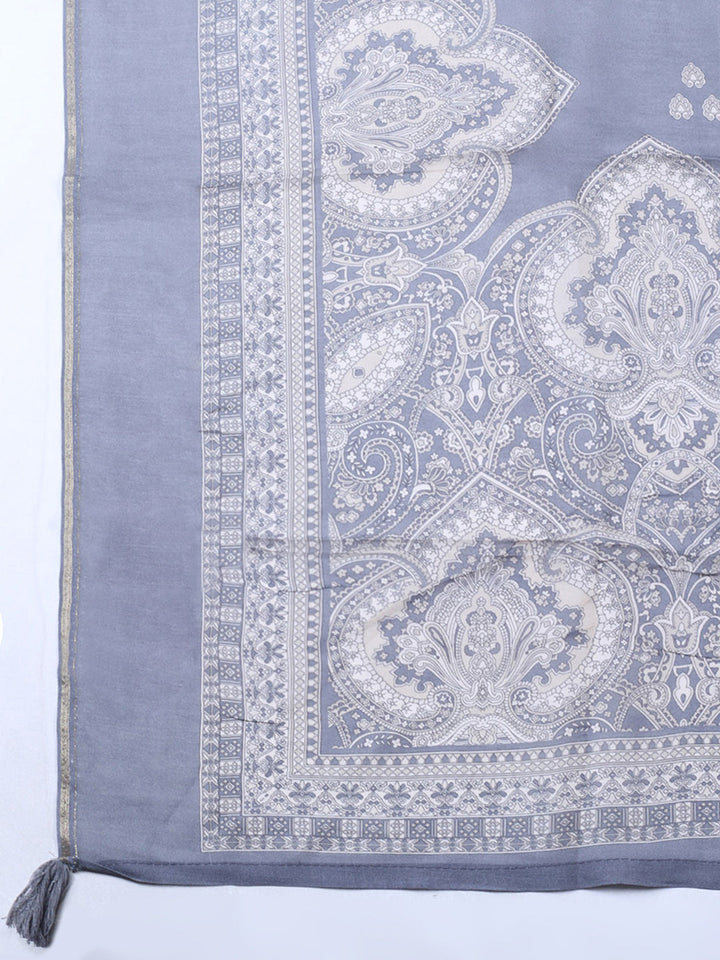 Embroidered Muslin Unstitched Suit With Pant &amp; Dupatta