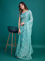 Sequins Embroidery Georgette Saree