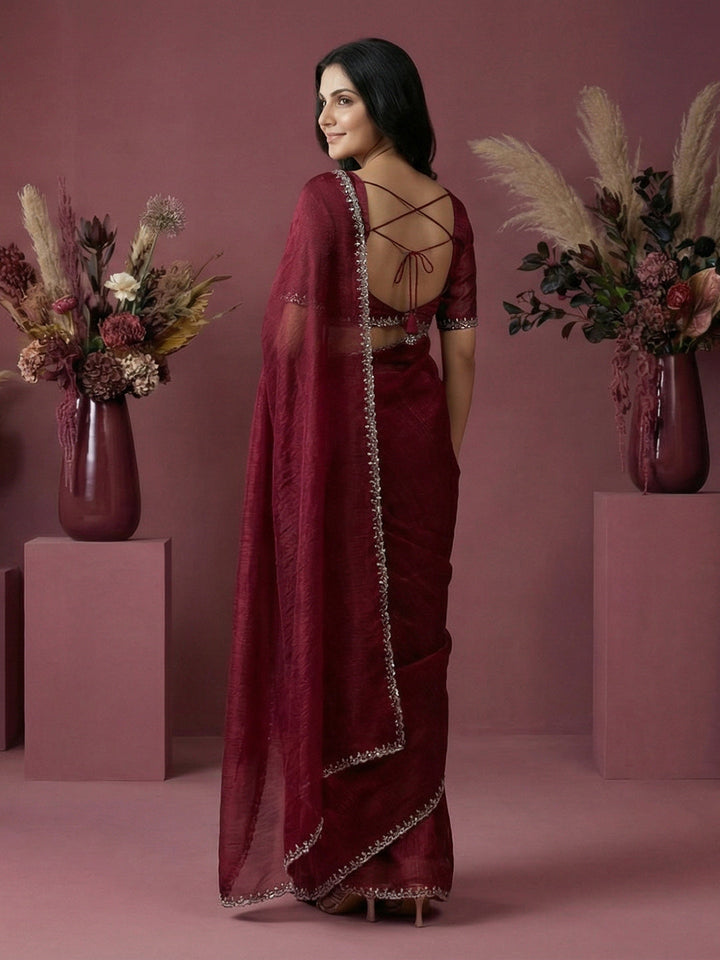 Embroidered Organza Saree
