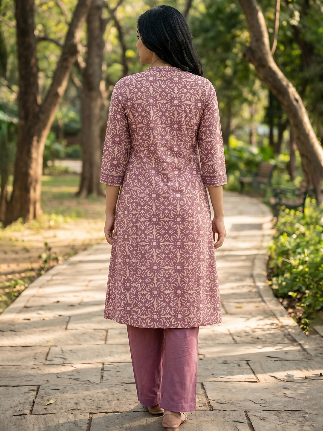 Embroidered Cotton Blend Kurta With Pant &amp; Dupatta